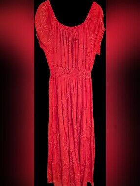 Kindred by Anthropology Red Tiered Maxi Dress - Women's Elegant Summer Dress